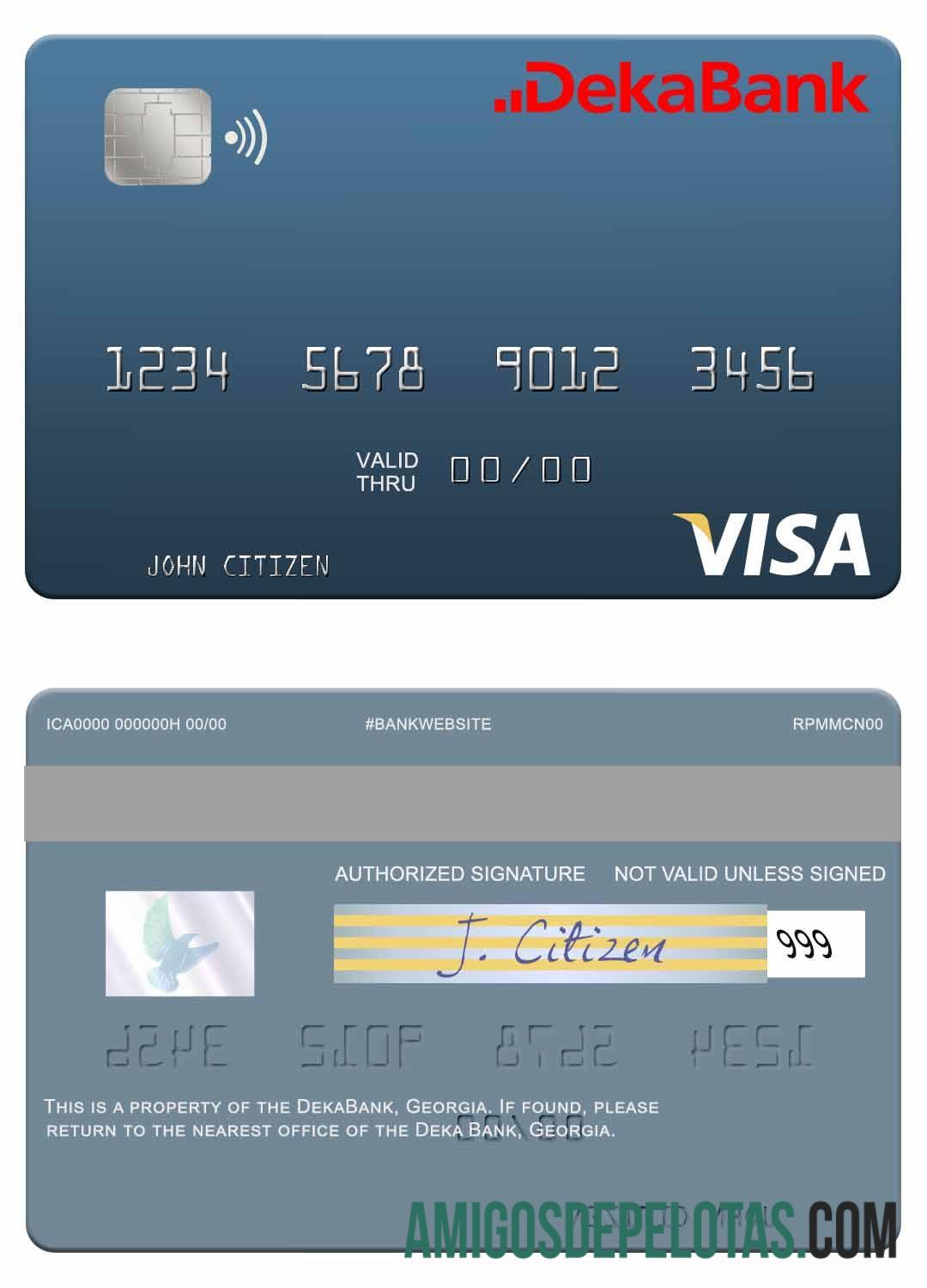 Cartão de débito Visa do Banco Deka da Alemanha exemplo